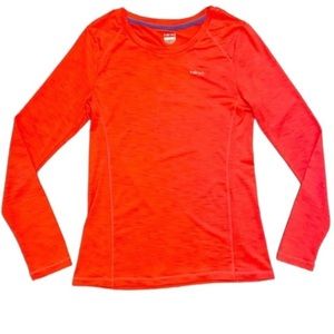 HIND Neon Orange Long Sleeve Shirt Workout, Gym Lightweight Size Large